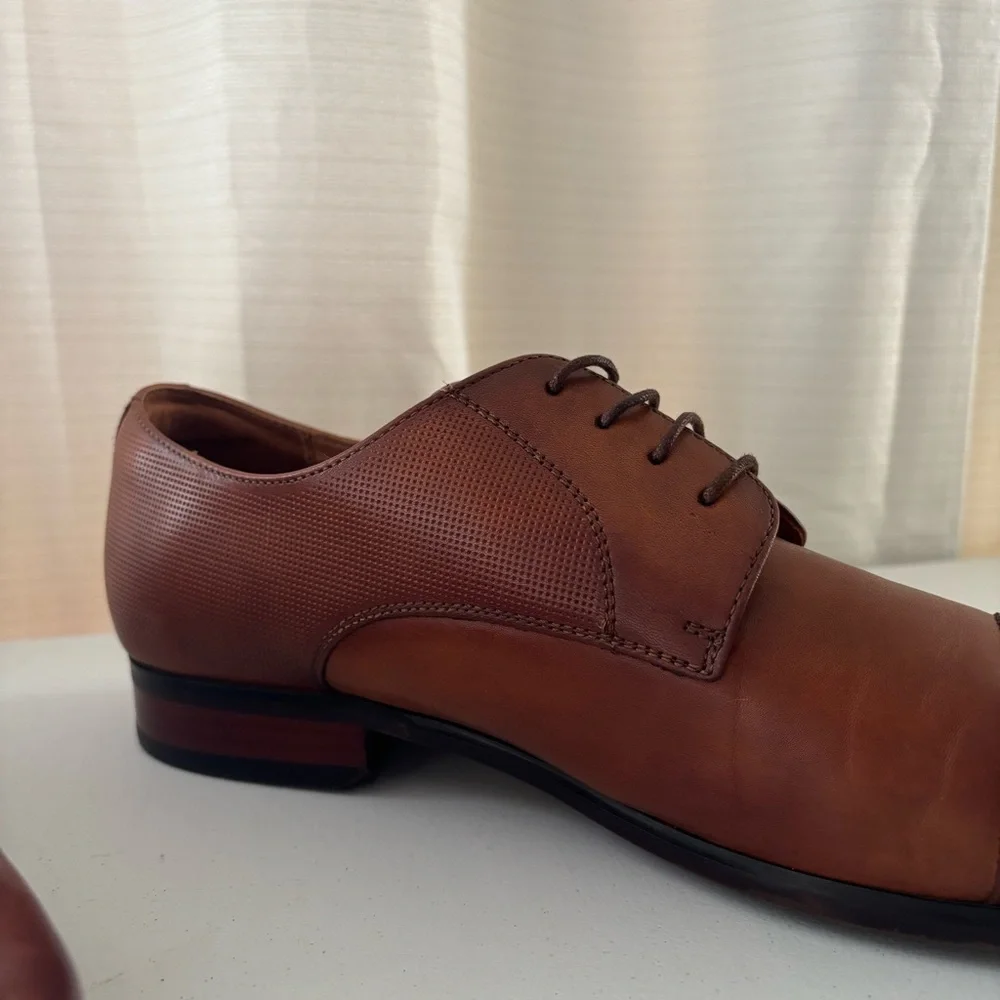 Florsheim Postino Cognac Smooth Leather Cap Toe Derby Dress Shoes 13 D Wedding